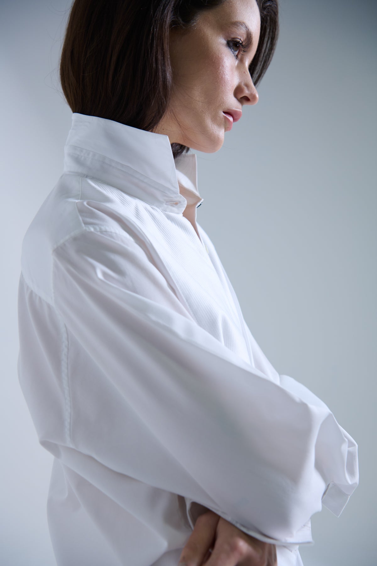 white tuxedo shirt dress Dress Shirt Herringbone Tuxedo White Pleated Bib Cotton 17.5 The Tie Bar