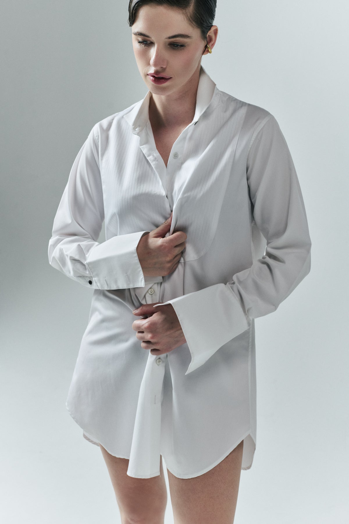 white tuxedo shirt dress 12 of the Best Ways to Wear a White Dress Shirt