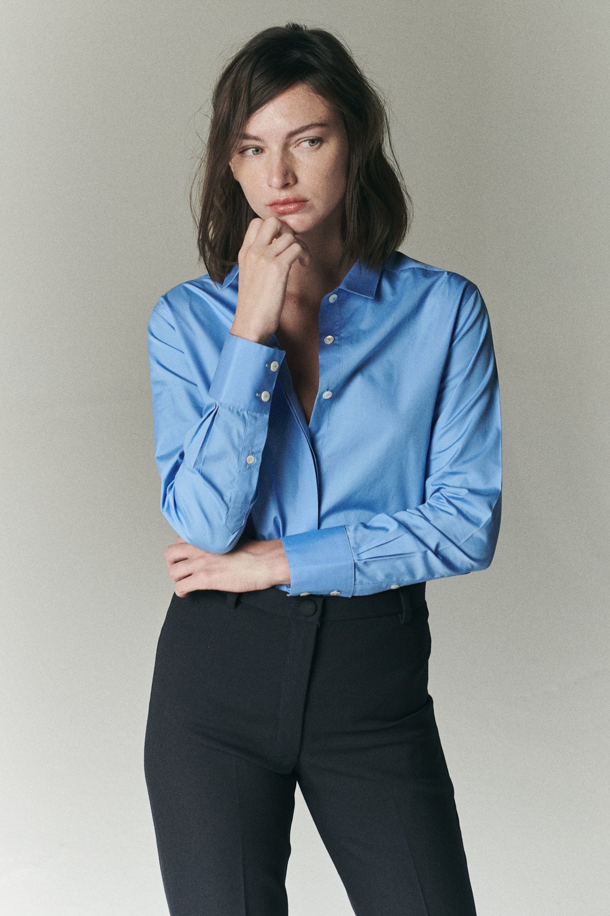 KARLA SLIM BUTTON-DOWN IN FRENCH BLUE